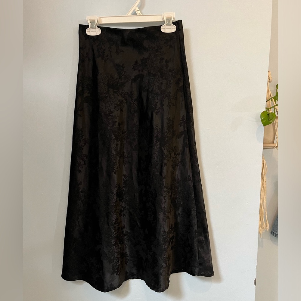 Altar'd State Black Floral Midi Skirt | XS